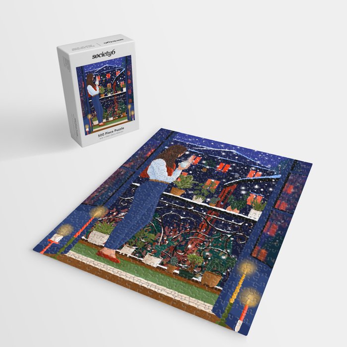 Romantic Snowy City Night Jigsaw Puzzle Gallery Image 2