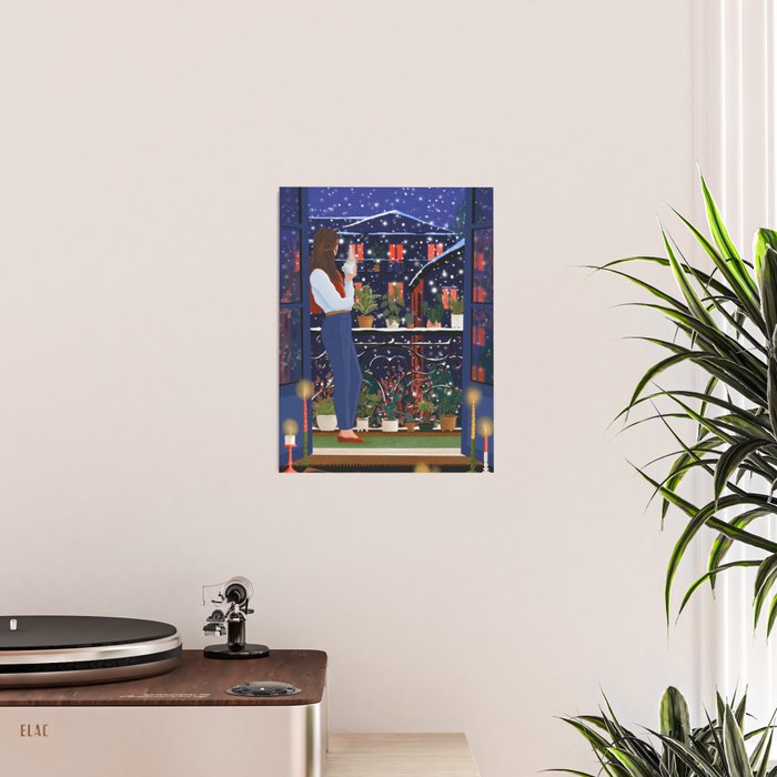 Romantic Snowy City Night Poster Gallery Image 2