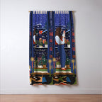 Romantic Snowy City Night Window Curtain Gallery Image 3