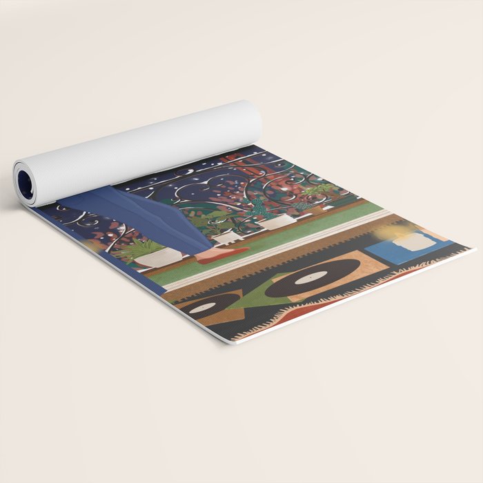Romantic Snowy City Night Yoga Mat Gallery Image 2
