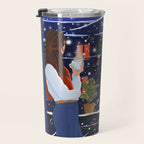 Romantic Snowy City Night Travel Mug Gallery Image 3