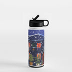 Romantic Snowy City Night Water Bottle Gallery Image 1