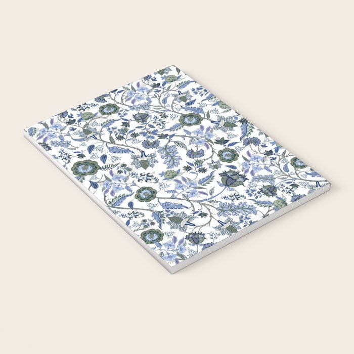 Blue Chinoiserie, Chintz, Indian, vintage floral, 70s,  Notebook Gallery Image 3