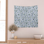 Blue Chinoiserie, Chintz, Indian, vintage floral, 70s,  Wall Tapestry Gallery Image 2