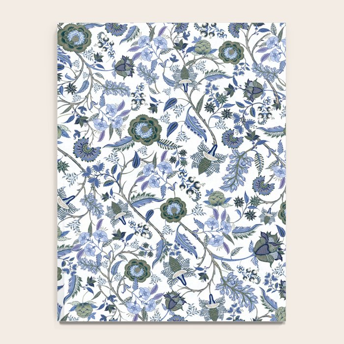 Blue Chinoiserie, Chintz, Indian, vintage floral, 70s,  Notebook Gallery Image 4