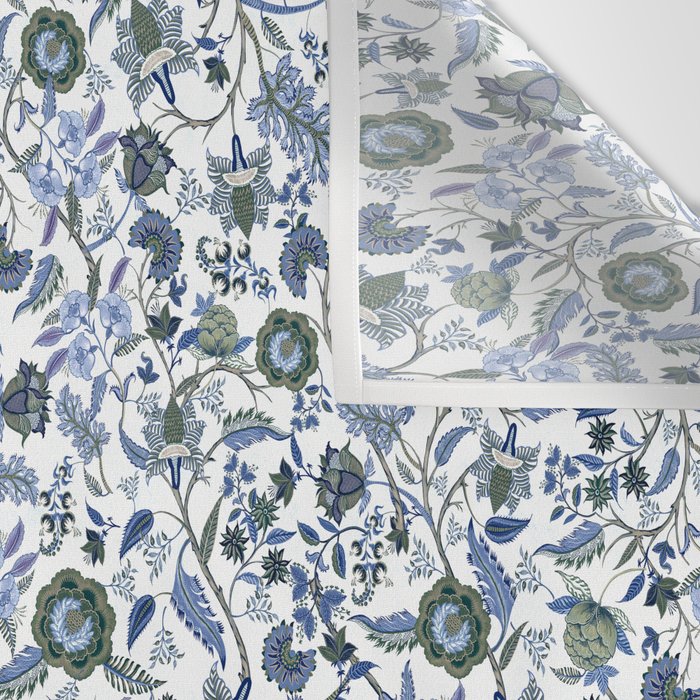 Blue Chinoiserie, Chintz, Indian, vintage floral, 70s,  Wall Tapestry Gallery Image 3