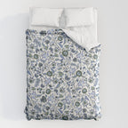 Blue Chinoiserie, Chintz, Indian, vintage floral, 70s,  Duvet Cover Gallery Image 6
