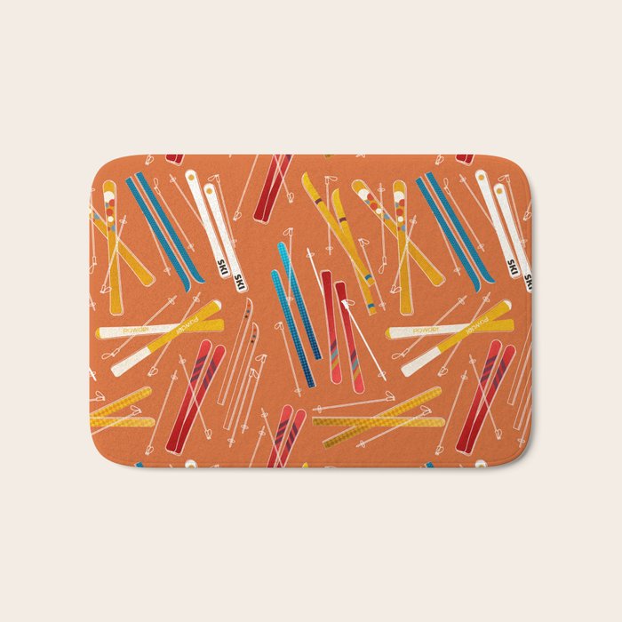 Retro Ski Pattern Illustration Bath Mat Gallery Image 1