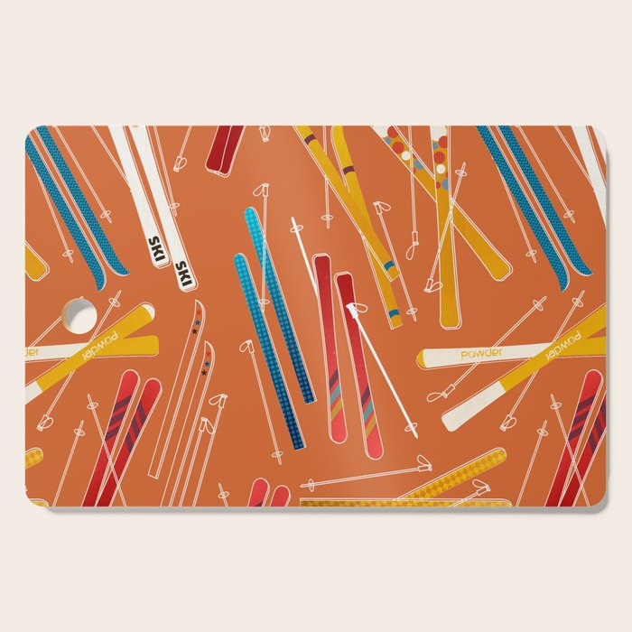 Retro Ski Pattern Illustration Cutting Board Gallery Image 1