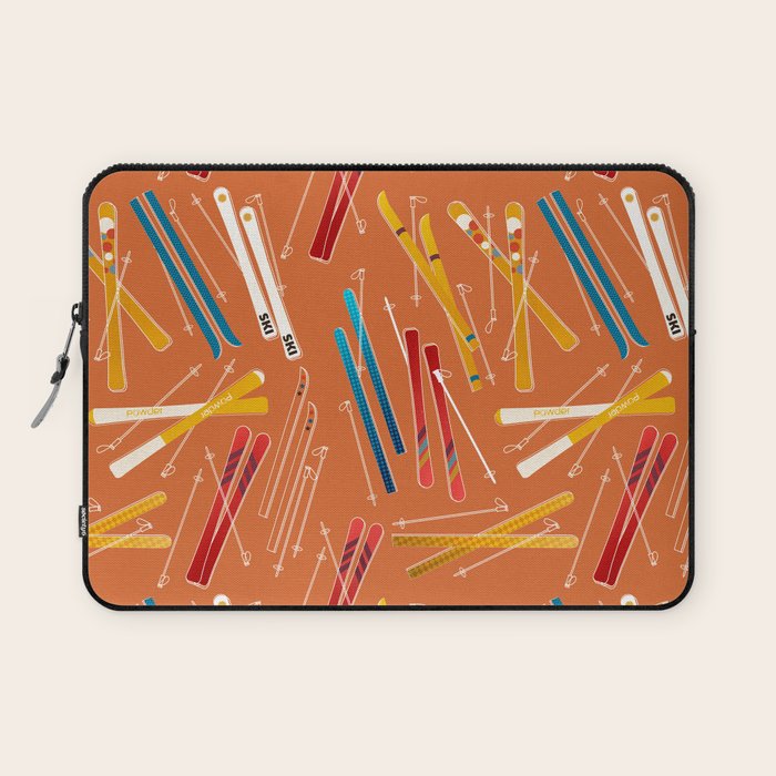 Retro Ski Pattern Illustration Laptop Sleeve Gallery Image 1