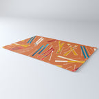 Retro Ski Pattern Illustration Rug Gallery Image 3