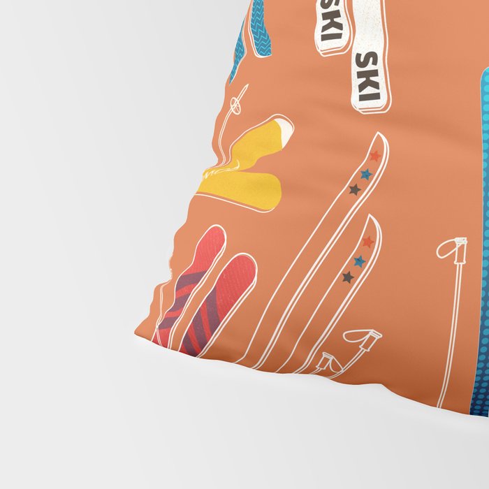 Retro Ski Pattern Illustration Pillow Sham Gallery Image 4