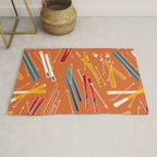 Retro Ski Pattern Illustration Rug Gallery Image 1