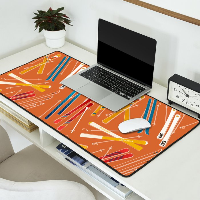 Retro Ski Pattern Illustration Desk Mat Gallery Image 2