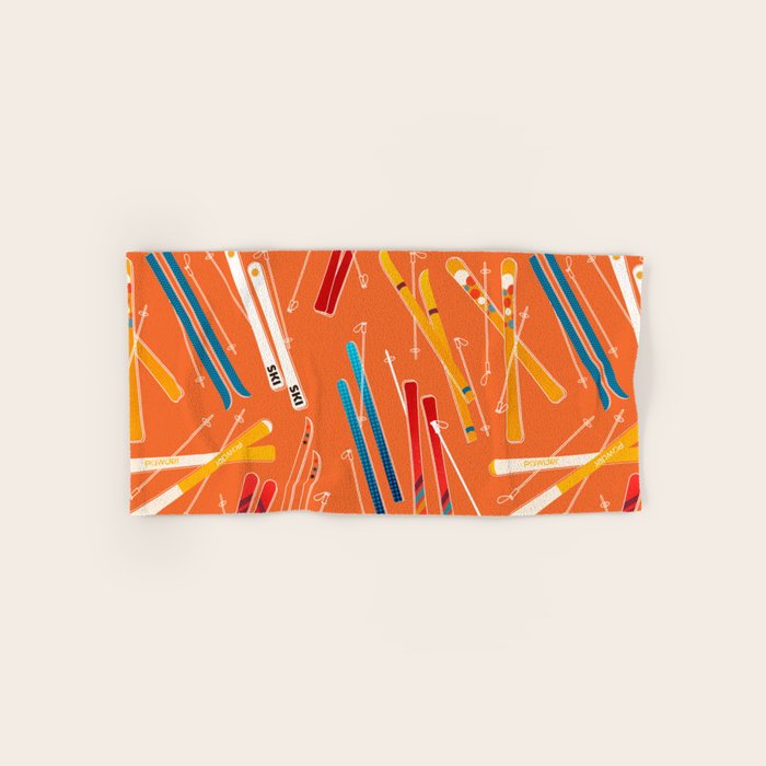 Retro Ski Pattern Illustration Bath Towel Gallery Image 1