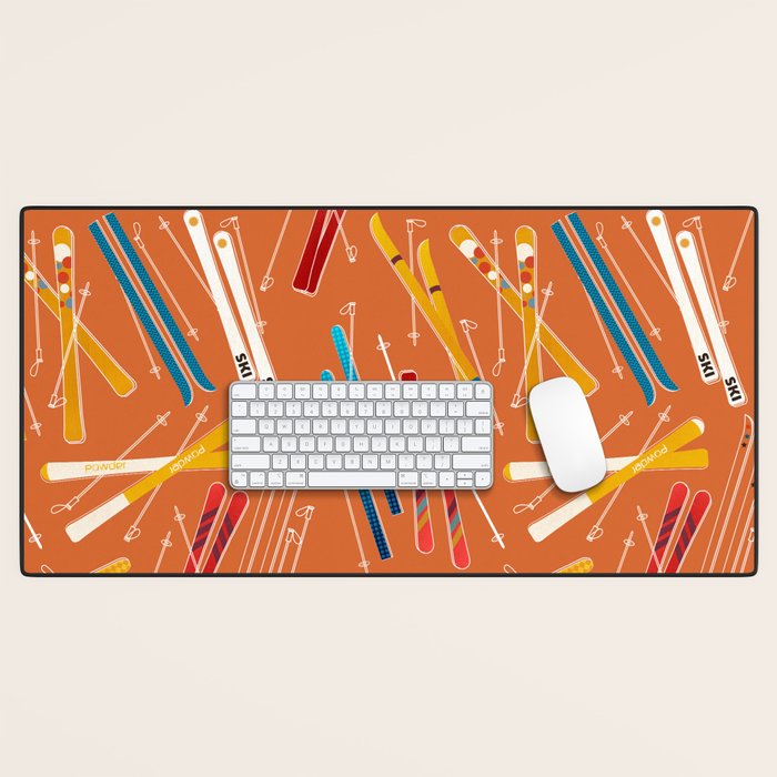 Retro Ski Pattern Illustration Desk Mat Gallery Image 1