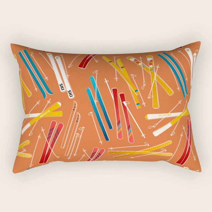 Retro Ski Pattern Illustration Rectangular Pillow Gallery Image 2