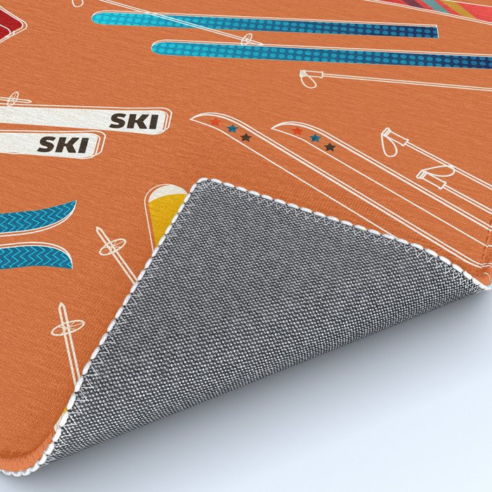 Retro Ski Pattern Illustration Rug Gallery Image 4