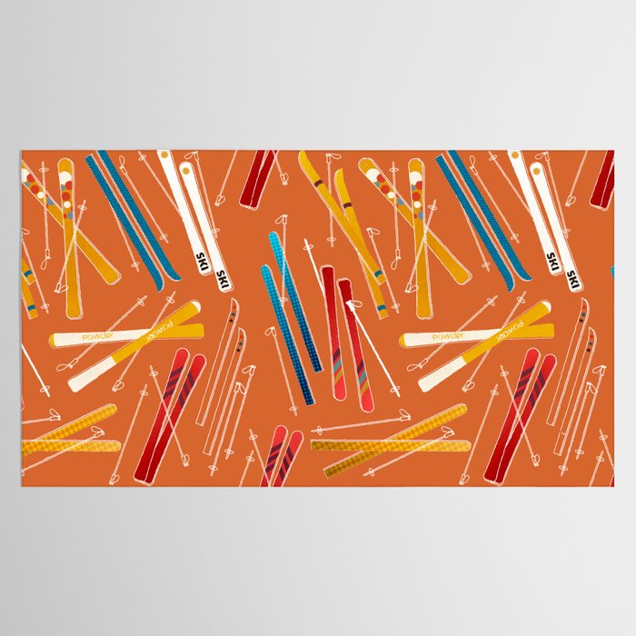Retro Ski Pattern Illustration Tablecloth Gallery Image 2