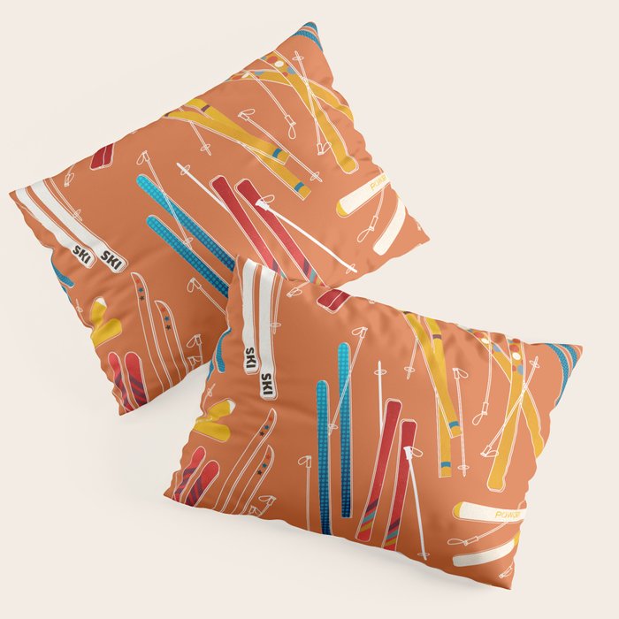 Retro Ski Pattern Illustration Pillow Sham Gallery Image 3