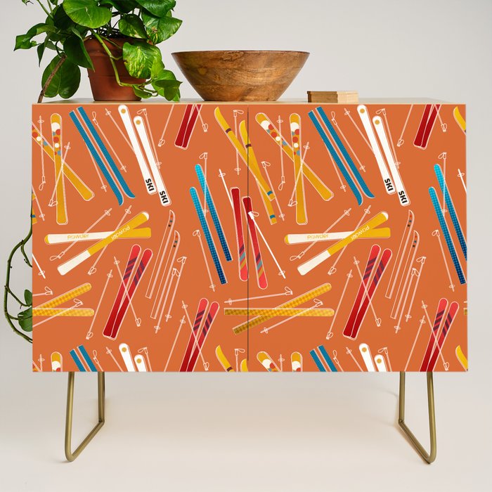 Retro Ski Pattern Illustration Credenza Gallery Image 1