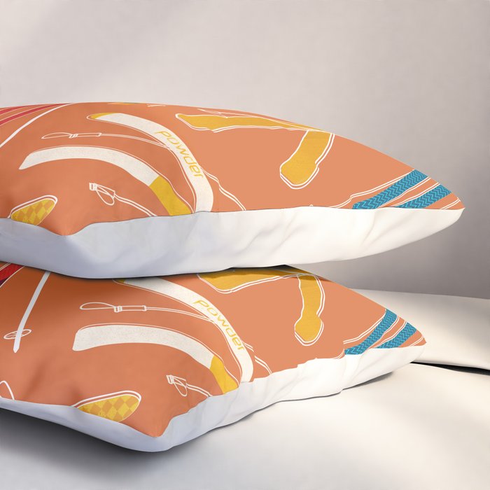 Retro Ski Pattern Illustration Pillow Sham Gallery Image 3
