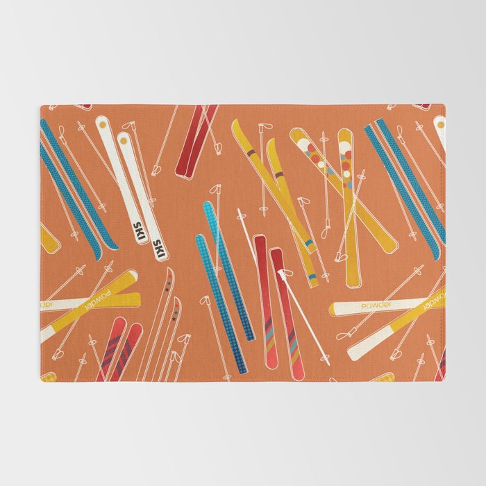 Retro Ski Pattern Illustration Rug Gallery Image 2