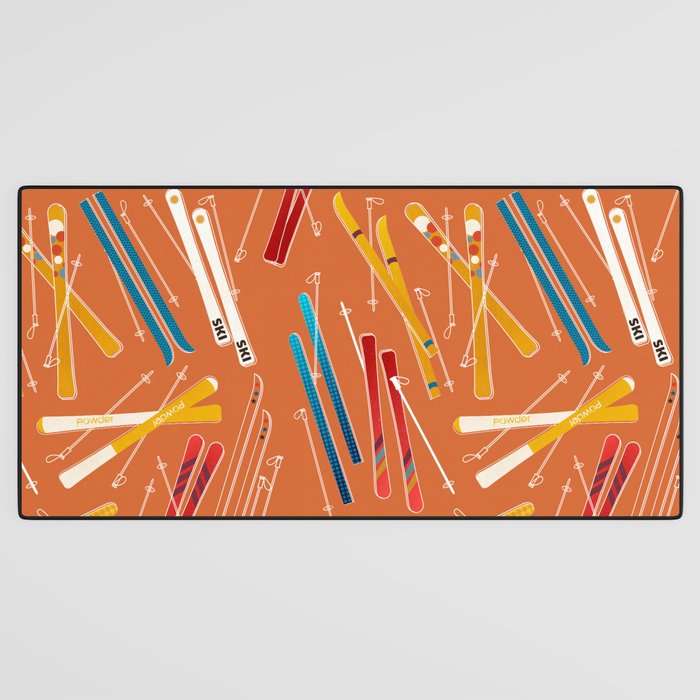 Retro Ski Pattern Illustration Desk Mat Gallery Image 3