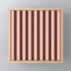 Old Fashioned Double Stripes Brown Pink Cream Narrow Vertical Stripe Pattern Mini Art Print Gallery Image 1