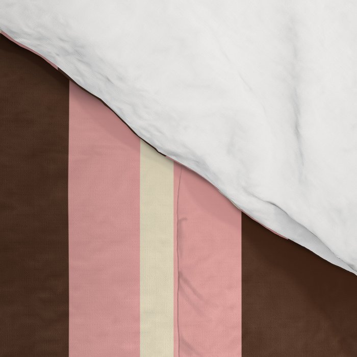 Old Fashioned Double Stripes Brown Pink Cream Narrow Vertical Stripe Pattern Comforter Gallery Image 4