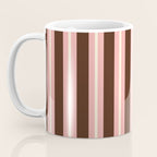Old Fashioned Double Stripes Brown Pink Cream Narrow Vertical Stripe Pattern Coffee Mug Gallery Image 3