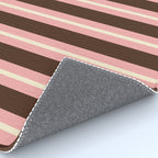 Old Fashioned Double Stripes Brown Pink Cream Narrow Vertical Stripe Pattern Rug Gallery Image 4
