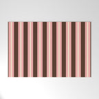 Old Fashioned Double Stripes Brown Pink Cream Narrow Vertical Stripe Pattern Welcome Mat Gallery Image 1