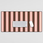 Old Fashioned Double Stripes Brown Pink Cream Narrow Vertical Stripe Pattern Desk Mat Gallery Image 1