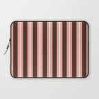 Old Fashioned Double Stripes Brown Pink Cream Narrow Vertical Stripe Pattern Laptop Sleeve Gallery Image 1
