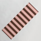 Old Fashioned Double Stripes Brown Pink Cream Narrow Vertical Stripe Pattern Yoga Mat Gallery Image 1