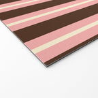 Old Fashioned Double Stripes Brown Pink Cream Narrow Vertical Stripe Pattern Welcome Mat Gallery Image 2