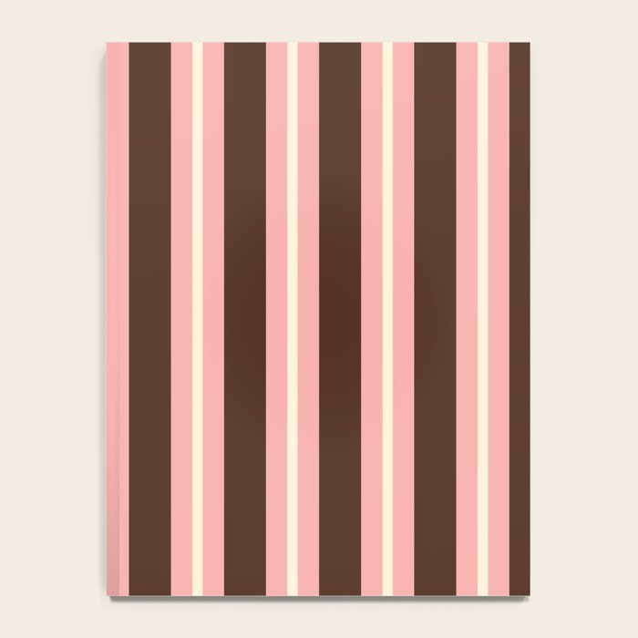 Old Fashioned Double Stripes Brown Pink Cream Narrow Vertical Stripe Pattern Notebook Gallery Image 4