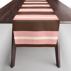 Old Fashioned Double Stripes Brown Pink Cream Narrow Vertical Stripe Pattern Table Runner Gallery Image 1