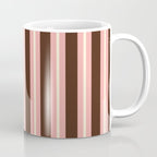 Old Fashioned Double Stripes Brown Pink Cream Narrow Vertical Stripe Pattern Coffee Mug Gallery Image 1