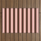 Old Fashioned Double Stripes Brown Pink Cream Narrow Vertical Stripe Pattern Outdoor Rug Gallery Image 1