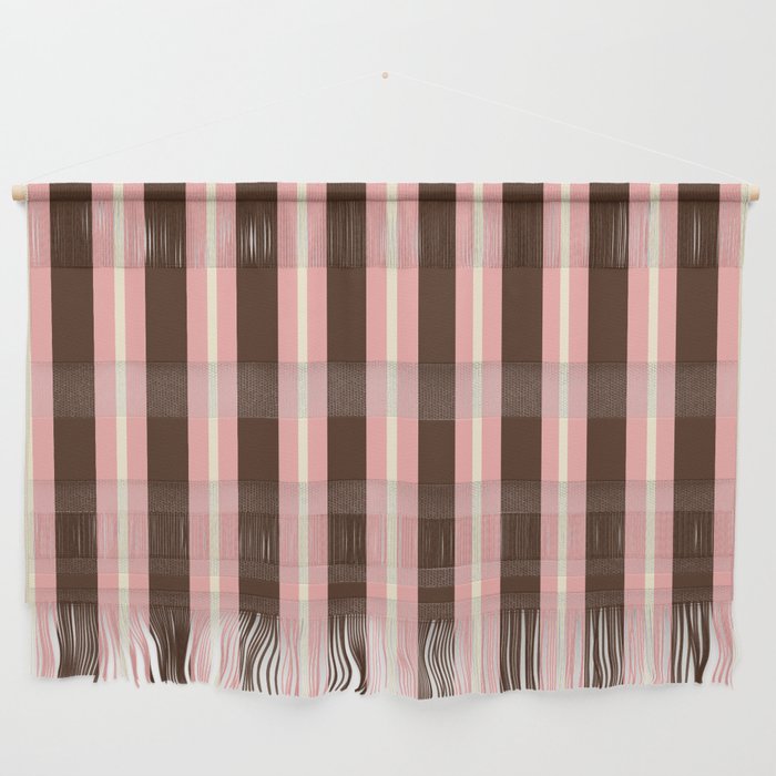 Old Fashioned Double Stripes Brown Pink Cream Narrow Vertical Stripe Pattern Wall Hanging Gallery Image 1