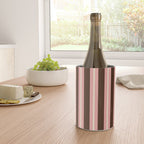 Old Fashioned Double Stripes Brown Pink Cream Narrow Vertical Stripe Pattern Wine Chiller Gallery Image 4