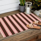 Old Fashioned Double Stripes Brown Pink Cream Narrow Vertical Stripe Pattern Outdoor Rug Gallery Image 2