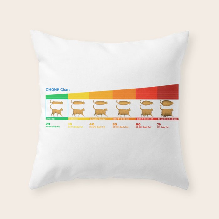 Cat CHONK Chart Meme Throw Pillow Gallery Image 1