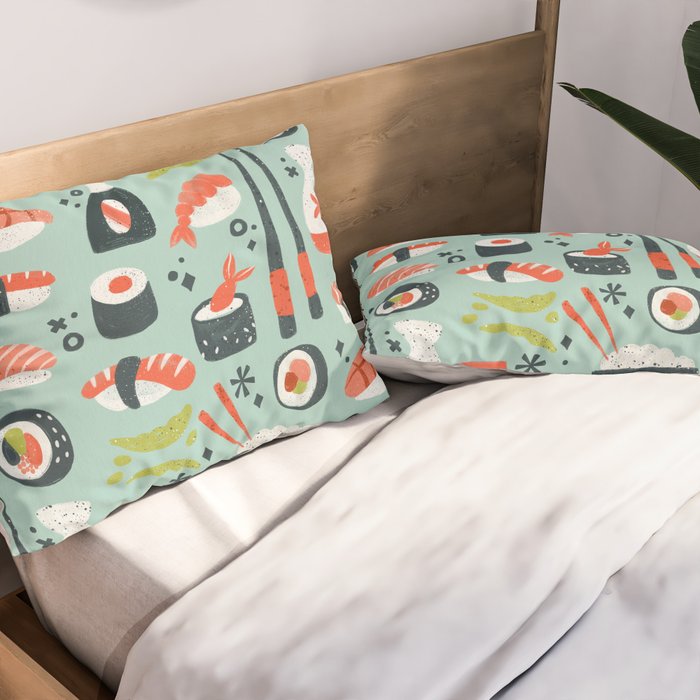 Sushi Dreams - Mint Pillow Sham Gallery Image 2