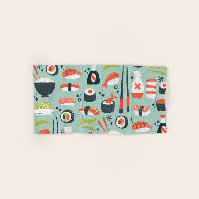 Sushi Dreams - Mint Bath Towel Gallery Image 1