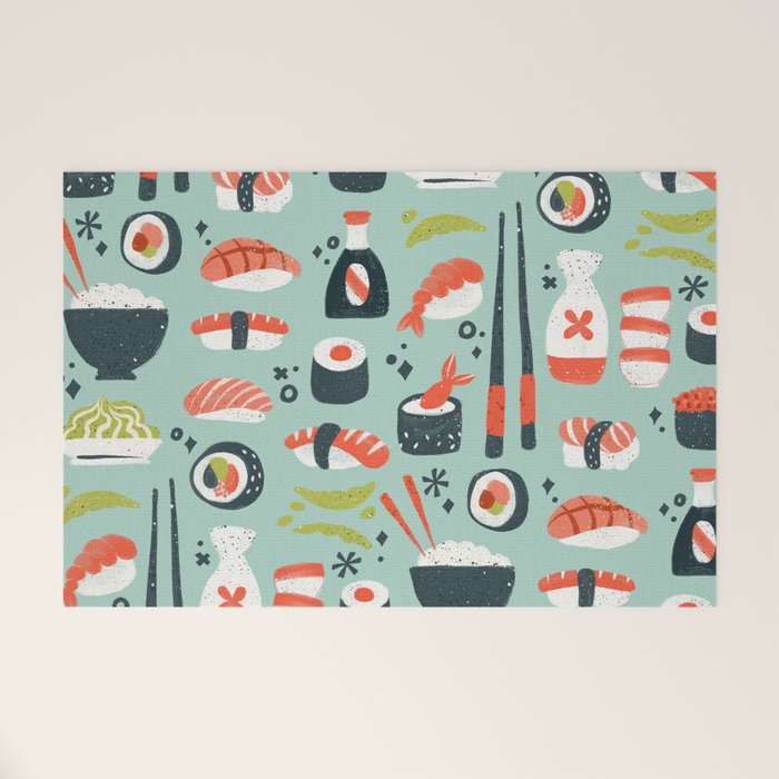 Sushi Dreams - Mint Welcome Mat Gallery Image 1