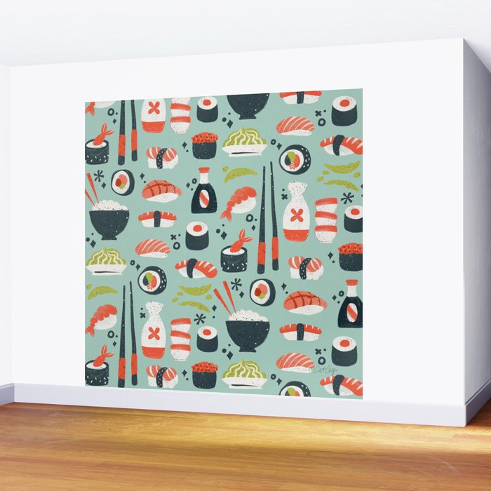 Sushi Dreams - Mint Wall Mural Gallery Image 2