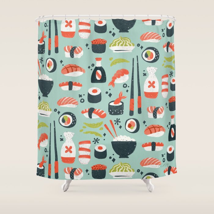 Sushi Dreams - Mint Shower Curtain Gallery Image 1
